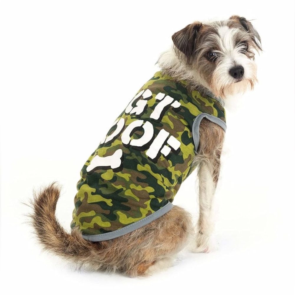 SGT. Woof Camo Pup Dog Shirt Cute Army Soldier Halloween Costume Size Large NEW